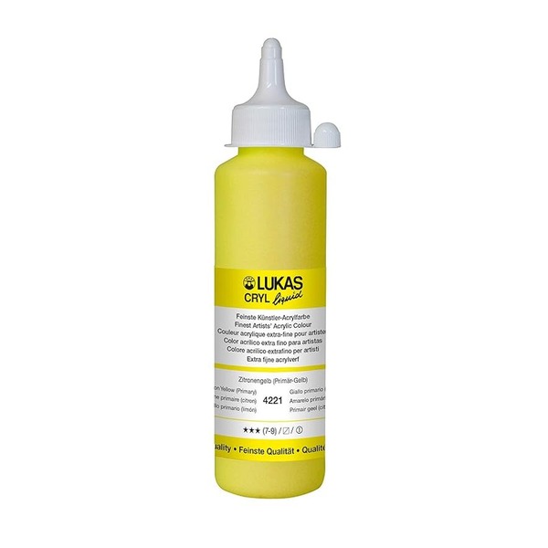 LUKAS CRYL LIQUID Acrylic Paint 250ml - Lemon Yellow (Primary)
