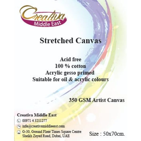 CREATIVA Stretched Canvas 50×70cm 350gsm 8oz 25×40mm