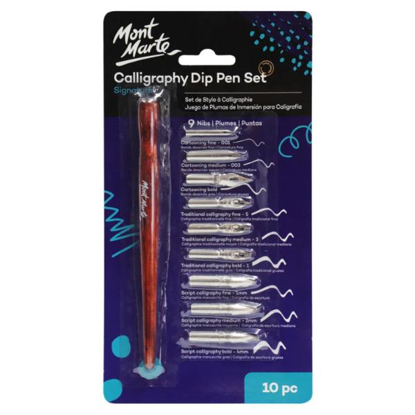 Mont Marte Calligraphy Set - Dip Pen 9 Nibs