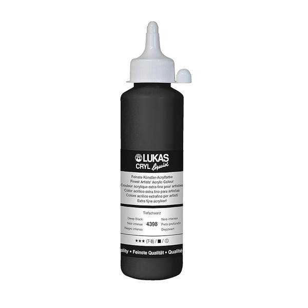 LUKAS CRYL LIQUID Acrylic Paint 250ml - Deep Black