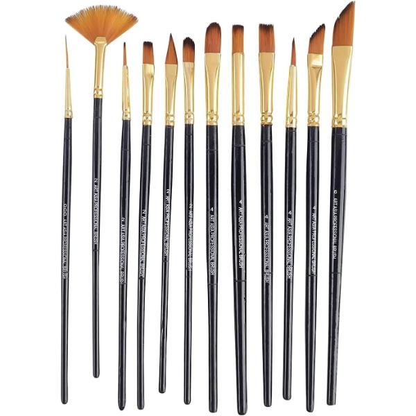 Art Asia Nylon Synthetic Hair Paint Brush Set -12 Pieces