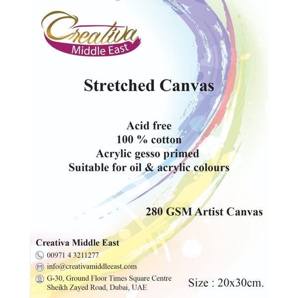 CREATIVA Stretched Canvas 20x30cm 280gsm 8oz 16x24mm
