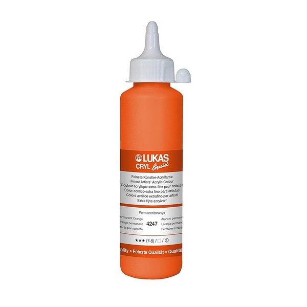 LUKAS CRYL LIQUID Acrylic Paint 250ml - Permanent Orange