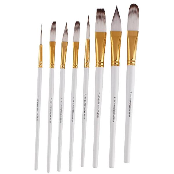 Art Asia Long Hair Reservoir Synthetic Hair Brushes Set - 8 Pieces