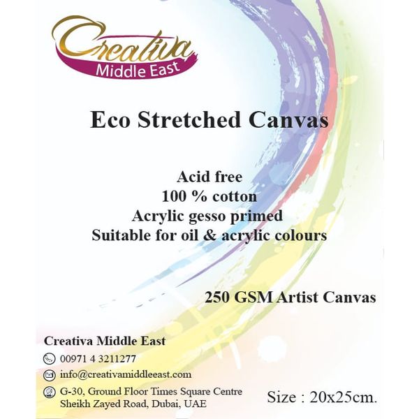 CREATIVA Eco Stretched Canvas 20×25cm 250gsm 4oz 13×13mm