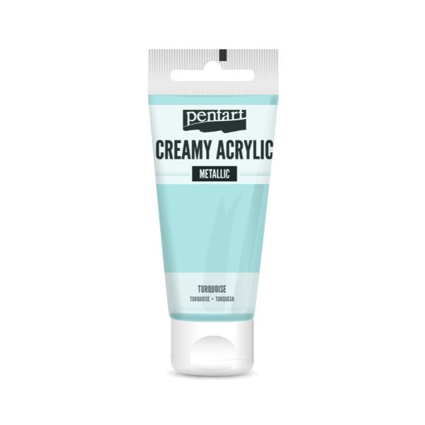 Pentart Creamy Acrylic Paint Metallic Turquoise - 60ml