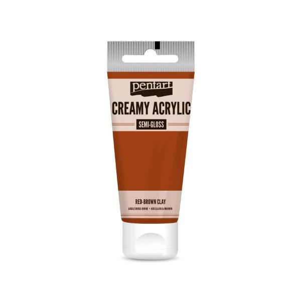 Pentart Creamy Acrylic Paint Semi-Gloss Red Brown Clay - 60ml