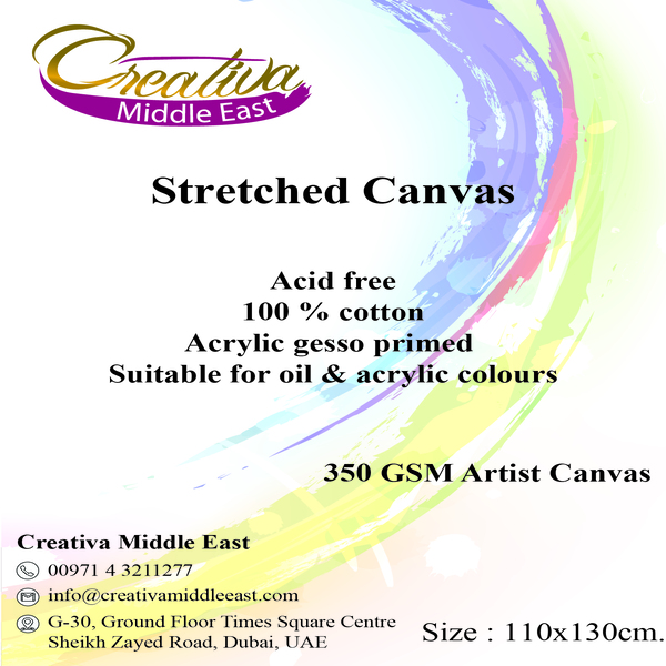 CREATIVA STRETCHED CANVAS 110x130CM 350GSM 8oz 35X40mm