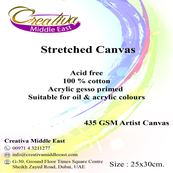 CREATIVA STRETCHED CANVAS 25x30CM 435GSM 10oz 35X40mm