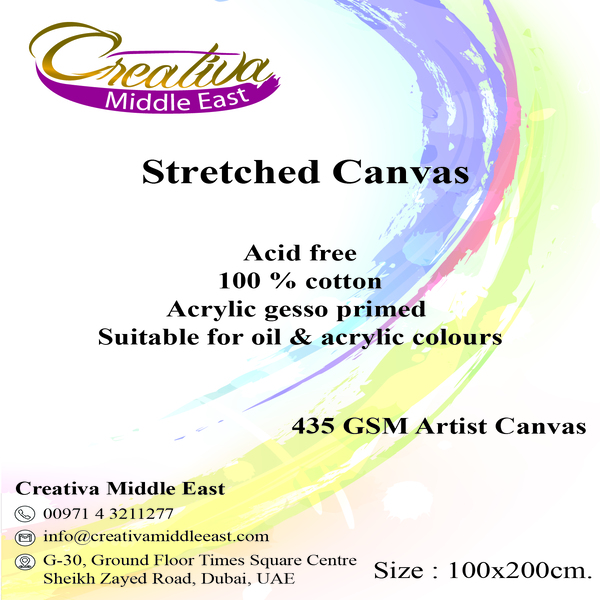 CREATIVA STRETCHED CANVAS 100x200CM 435GSM 10oz 35X40mm