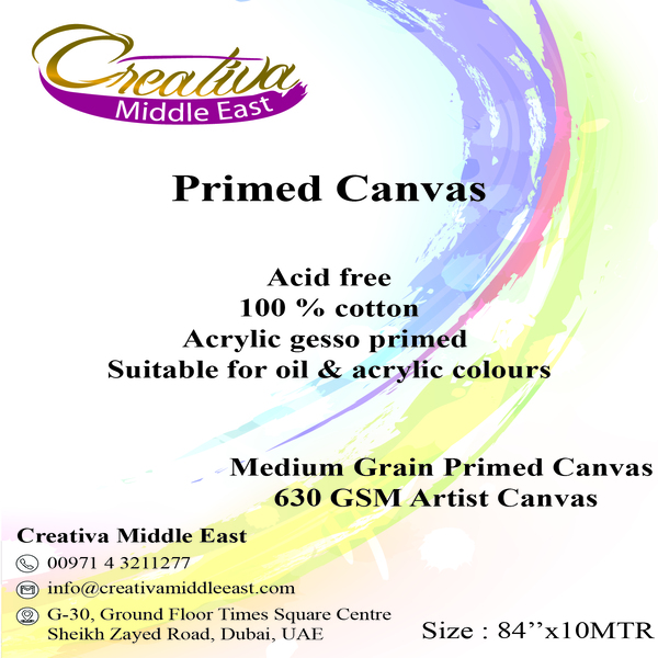 CREATIVA 12oz PRIMED CANVAS ROLL 84X10M MEDIUM GRAIN 630GSM
