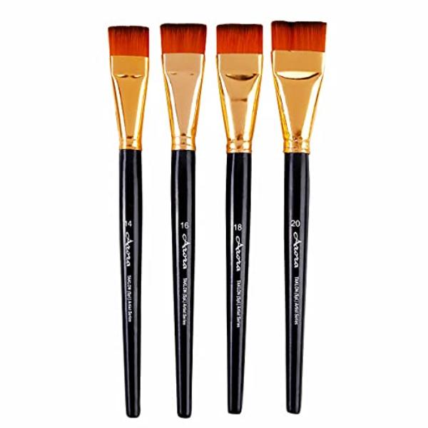 Arora Short Hair Synthetic Flat Paint Brush Set - 4 Pieces