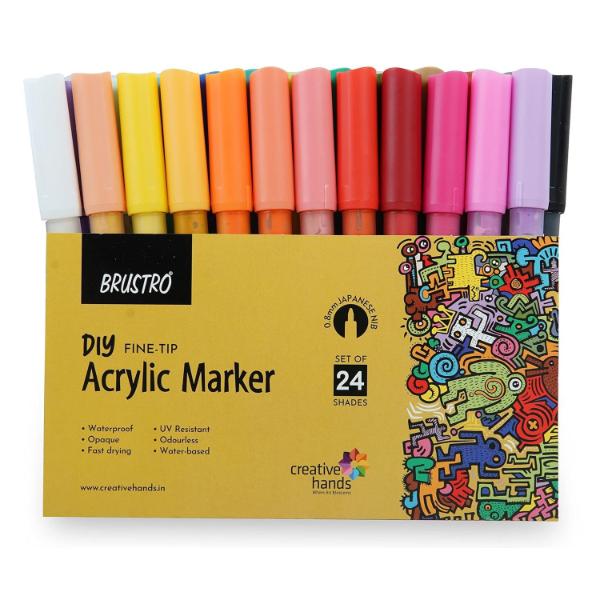 Brustro Acrylic (DIY) Fine Tip Marker Set of 24 - Basic 0.8MM