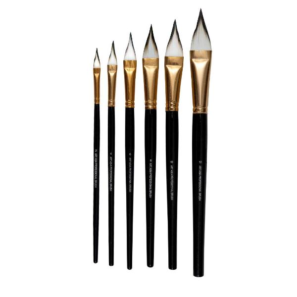 Art Asia Cat's Tongue Synthetic White Hair Brushes Set - 6 Pieces