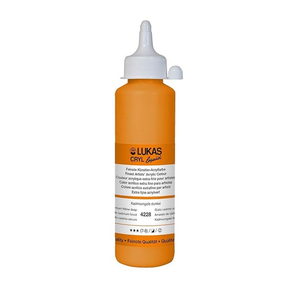 LUKAS CRYL LIQUID Acrylic Paint 250ml - Cadmium Yellow Deep