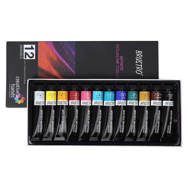 BRUSTRO Artists Gouache Colour - Set of 12 Colours X 12ml Tubes